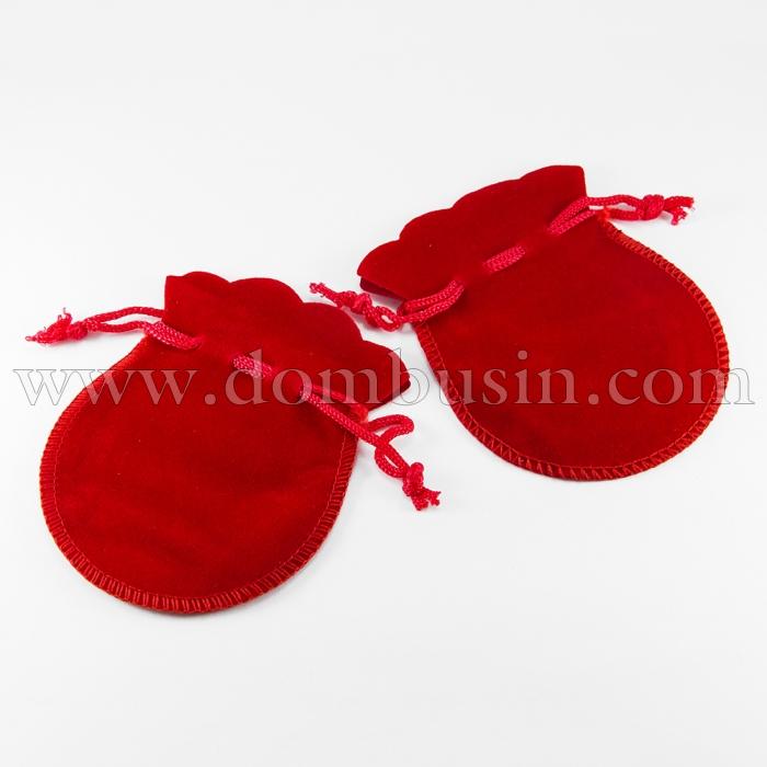 Мешочек для Ювелирных Украшений, Бархат, Цвет: Красный, Размер: 90х70мм, (УТ100005475)