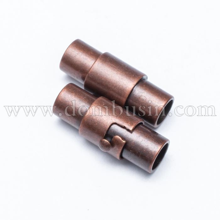 Застежка Магнитная, Латунь, Трубка, Цвет: Медь, Размер: 15х5мм, Отв. 4мм, (УТ100005142)