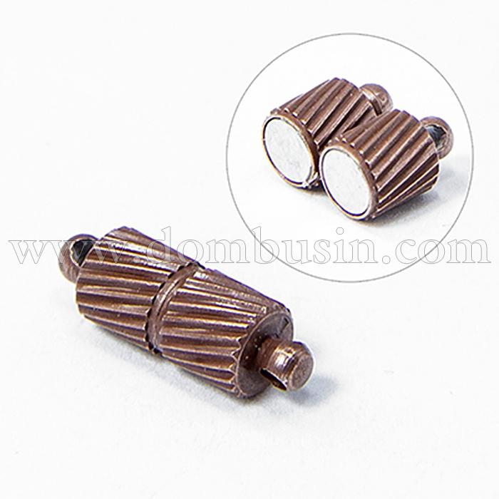 Застежка Магнитная, Металл, Колонка, Цвет: Медь