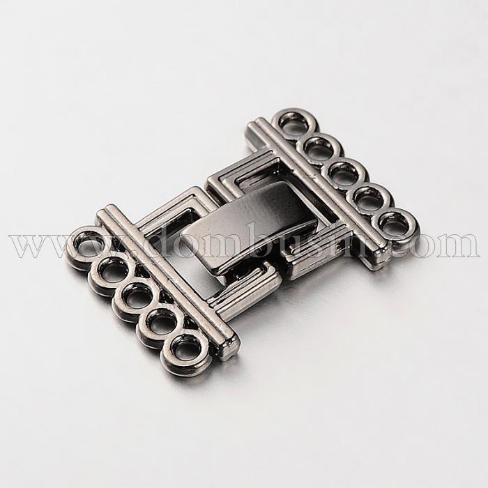 Застібка-роздільник Кліпса, На 5 Ниток, Метал, Колір: Збройна Сталь, Розмір: 24х16.5мм, Отвір 2мм, (УТ100006141)