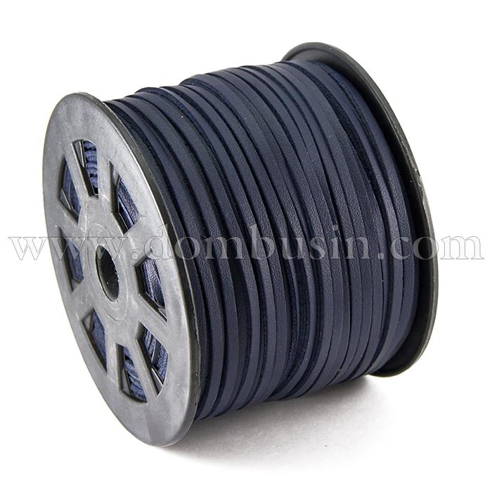 Шнур Замшевый, Имитация Кожи, Цвет: Полуночно-синий, Размер: Ширина 3мм, Толщина 1мм, (УТ100005670)