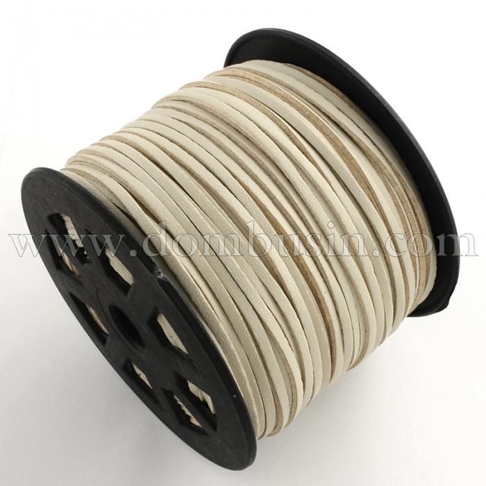 Шнур Замшевий, Колір: Бежевий, Розмір: Ширина 3 мм, Товщина 1 мм, (УТ100005671)