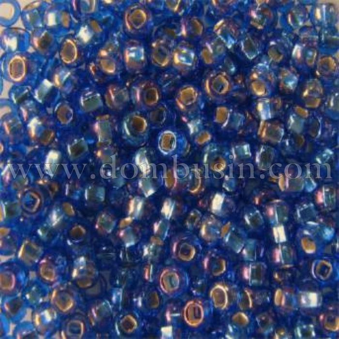 Бисер 37059 Чешский Preciosa 10/0, Прозрачный с серебряной полосой TSL, Синий, Круглый, (УТ100006670)