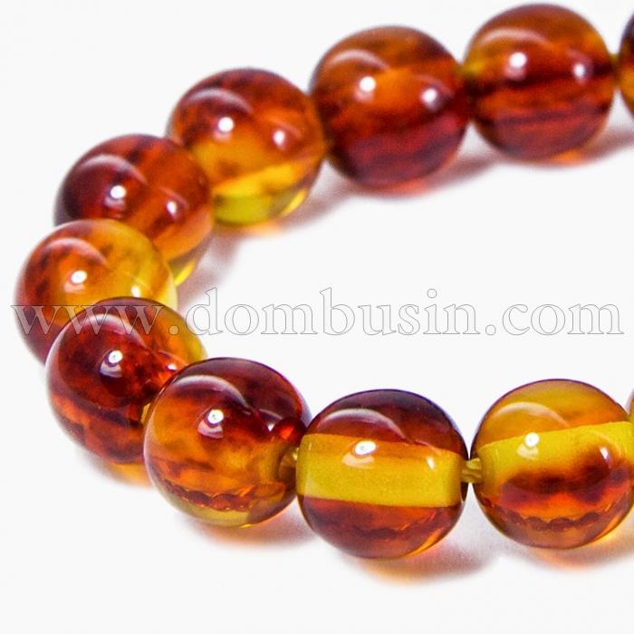 Намистини з Смоли, Буддійські, Колір: Коричнево-жовтий, Розмір: 8 мм, Отвір 1мм, близько 45шт / нитка, (УТ100006364)