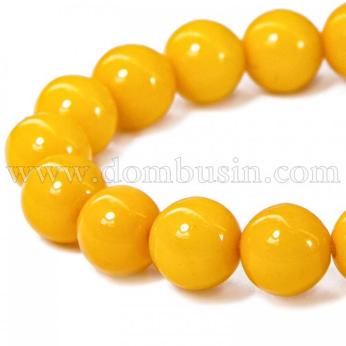 Намистини з Смоли, Буддійські, Колір: обліпихову, Розмір: 8 мм, Отвір 1мм, близько 45шт / нитка, (УТ100006365)