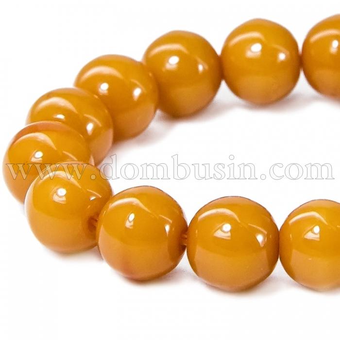 Намистини з Смоли, Буддійські, Колір: Коричневий, Розмір: 8 мм, Отвір 1мм, близько 45шт / нитка, (УТ100006366)