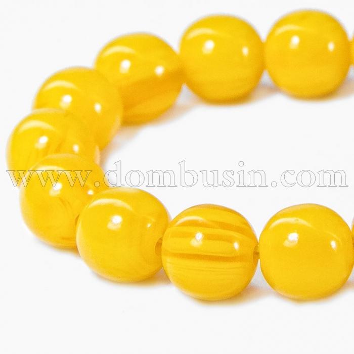 Намистини з Смоли, Буддійські, Колір: Помаранчевий, Розмір: 8 мм, Отвір 1мм, близько 45шт / нитка, (УТ100006367)