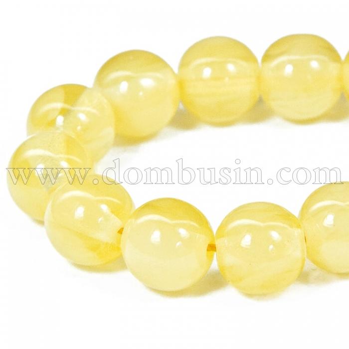 Намистини з Смоли, Буддійські, Колір: Жовтий, Розмір: 10мм, Отвір 1мм, близько 35шт / нитка, (УТ100006376)
