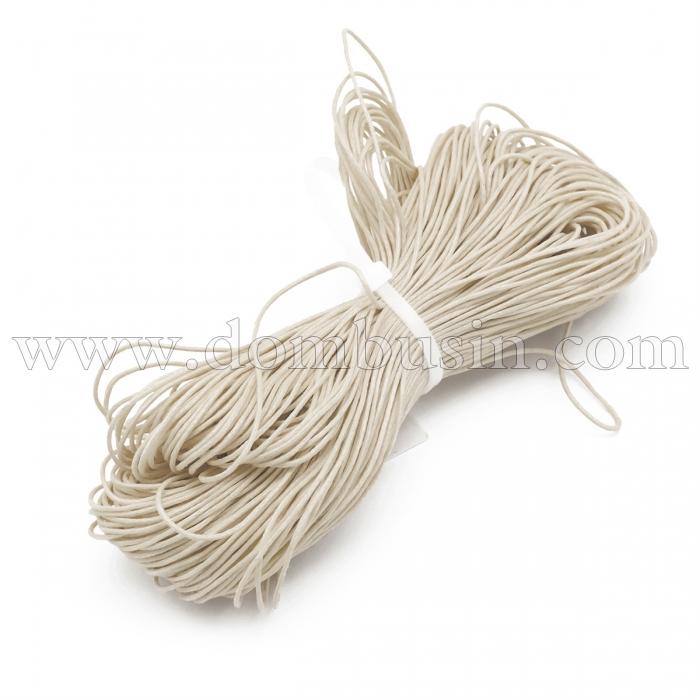 Шнур Вощеный Хлопковый для плетения, Макраме и бижутерии, Античный Белый, 0.7мм, около 60-65м/связка, (УТ100005736)
