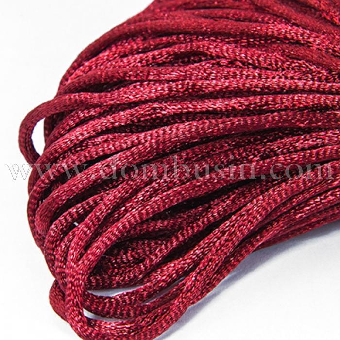 Шнур Поліестер, Колір: Бордовий, Розмір: 2 мм, близько 20м / зв'язка, (УТ100006175)