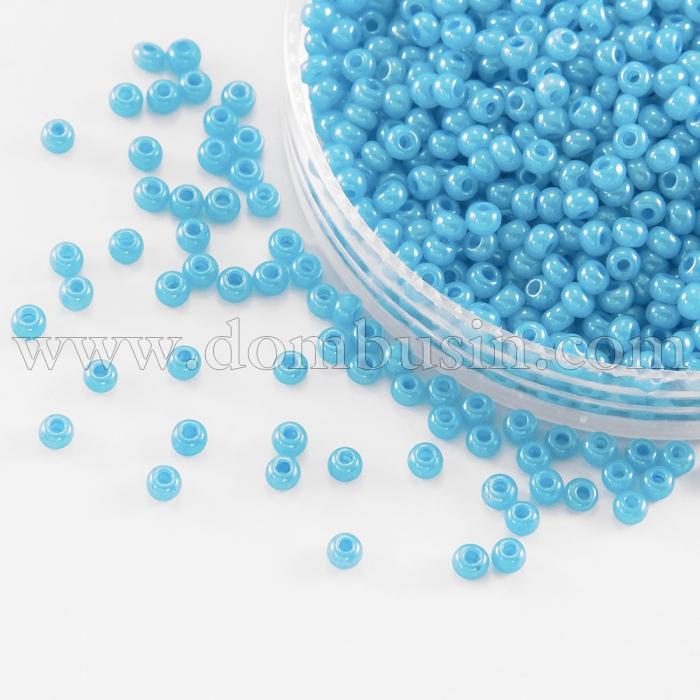 Бисер 17236 Чешский Preciosa 10/0, Алебастр Цветной DA, Голубой, Круглый, (УТ100007303)