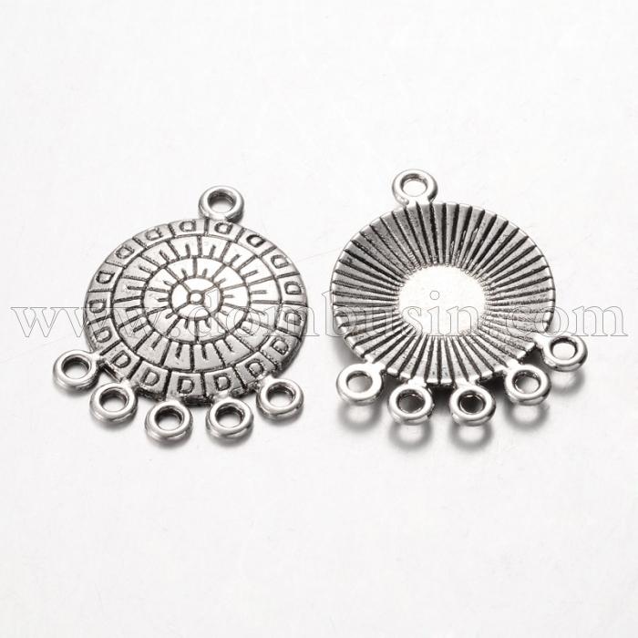Коннектор Круглый Бижутерный сплав, 6 отверстий, Цвет: Античное Серебро, Размер: 26х21х2мм, Отверстие 2мм, (БА000001471)