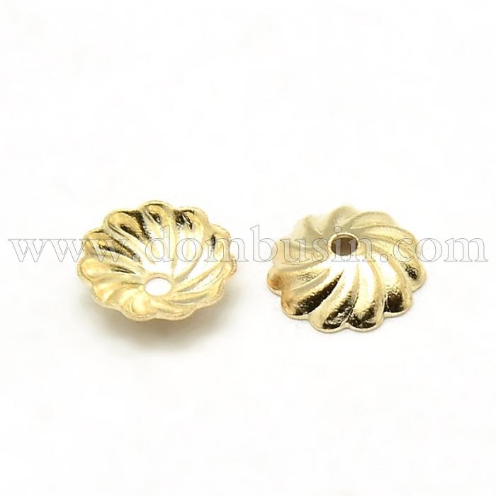 Шапочки для Бусин, Латунь, Квітка, Колір: Золото, Розмір: 7х2мм, Отвір 1мм, близько 27шт / 3г, (УТ100007537)