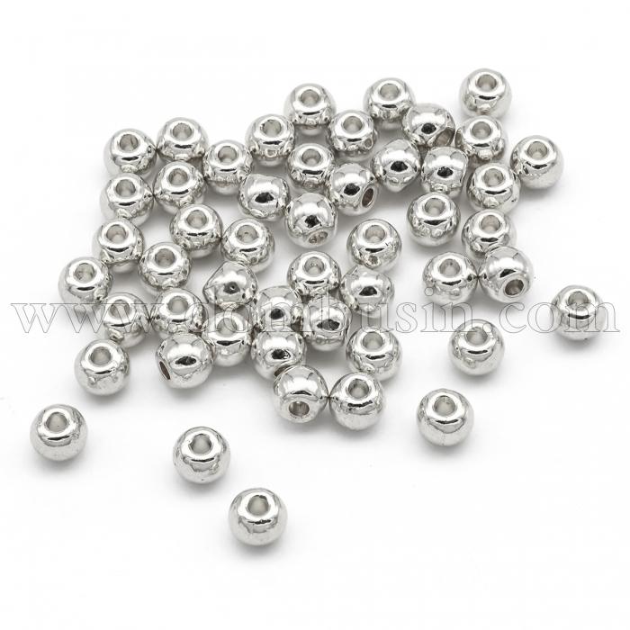 Бусины-Разделители Бижутерный Сплав, Бочонок, Цвет: Серебро, Размер: 6х4.5мм, Отверстие 2мм, (УТ100007612)