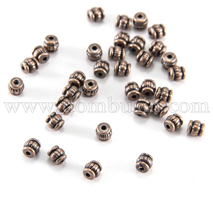 Бусины-Разделители Бижутерный Сплав, Бочка, Цвет: Медь, Размер: 5х5х5мм, Отверстие 1.5мм, (УТ100007622)