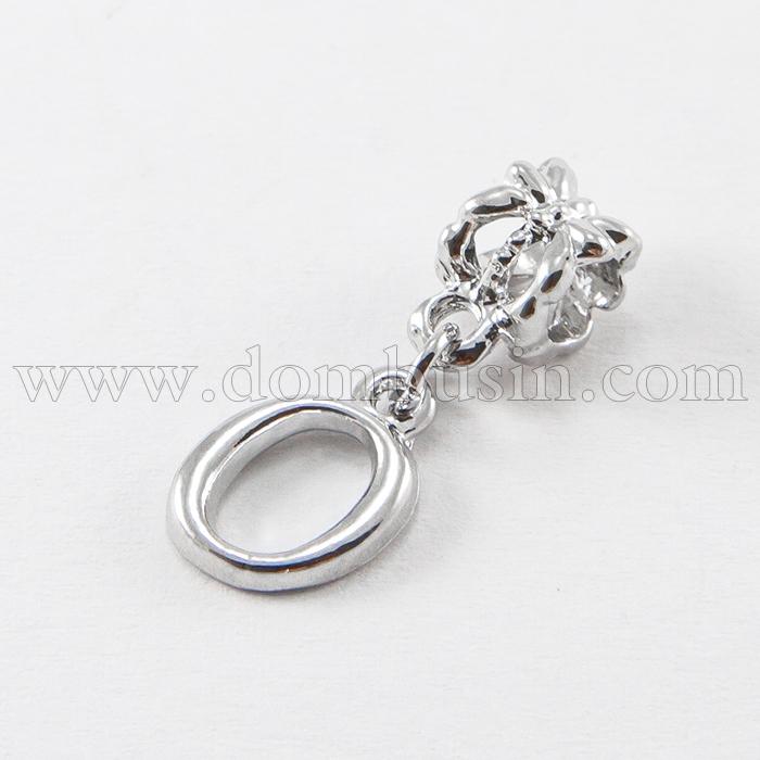 Шарми Евробусіни з Кулоном, Алфавіт, Буква "О", Сплав, Колір: Платина, 24~30мм, Отвір 5мм, (УТ100007680)