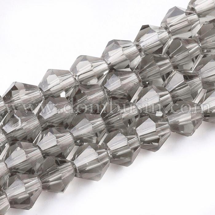 Намистини Австрійський Кришталь, Імітація, Скло, Грановані Біконус, Колір: Бежевий, Розмір: 2х3мм, Отв-тя: 0.5мм, близько 200 шт / 42см / нитка, (УТ100006914)