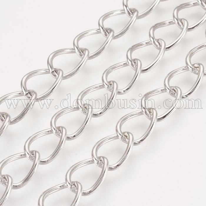 Ланцюг Вітое Плетіння, Залізо, Колір: Платина, Ланка: 8х6мм, Товщина 1 мм, (УТ100006616)