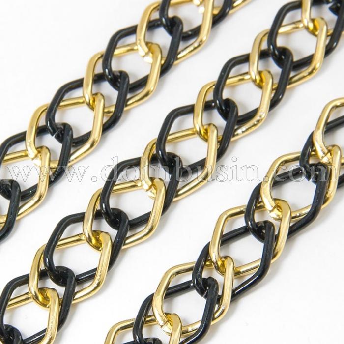 Цепь Алюминиевая Двойная, Цвет: Золото, Звено: 18x13мм, Толщина 4мм, (УТ100006623)