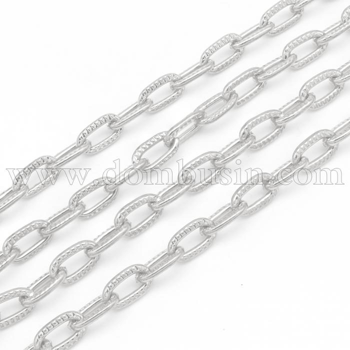 Ланцюг Якірне Плетіння, Залізо, Колір: Срібло, Ланка: 6.9х4мм, Товщина 1 мм, (УТ100007574)