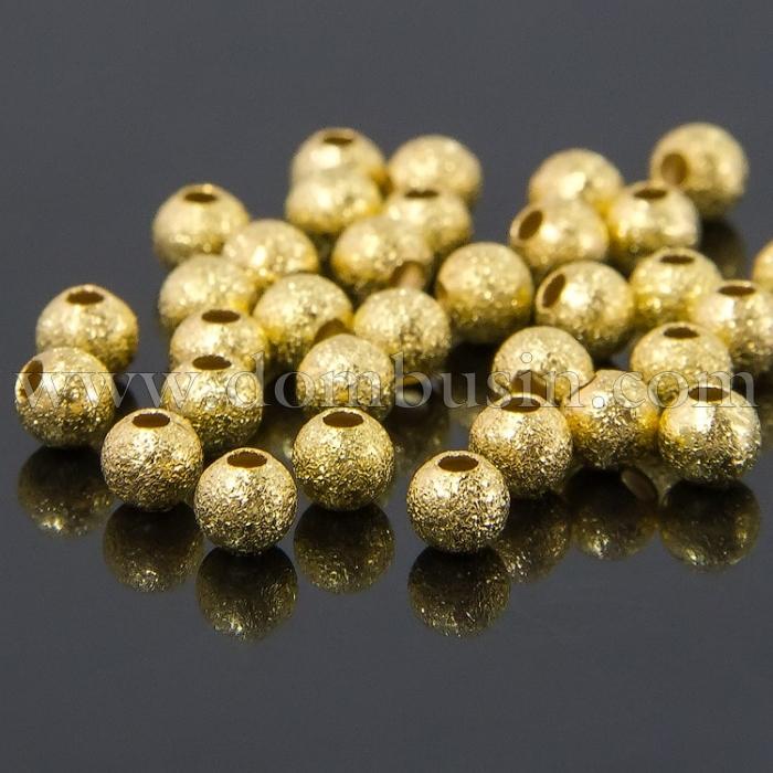Бусины Звездная Пыль, Латунь, Круглые, Цвет: Золото, Размер: 4мм, Отверстие 1мм, (УТ100006855)