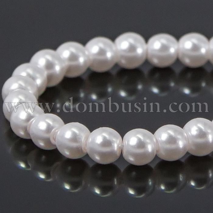 Перли Намистини Скло 3мм, Глянцеві, Круглі, Колір: Блідо-рожевий, Діаметр: 3 мм, Отв-тя 1мм, близько 140шт / 42см / нитка, (УТ100007122)