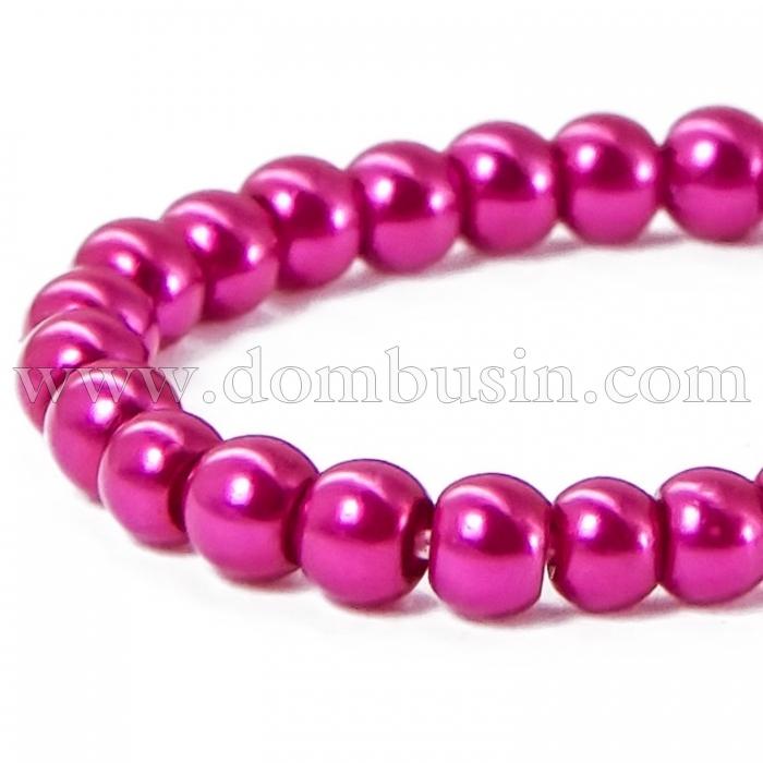 Перли Намистини Скло 3мм, Глянцеві, Круглі, Колір: Малиновий, Діаметр: 3 мм, Отв-тя 1мм, близько 140шт / 42см / нитка, (УТ100007127)
