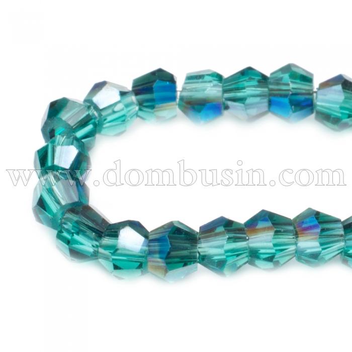 Бусины Гальваника Стекло, Граненые, Биконус, Цвет: Чирок, Размер: 2х2мм, Отв-тие: 1мм, около 200шт/42см/нить, (УТ100007063)