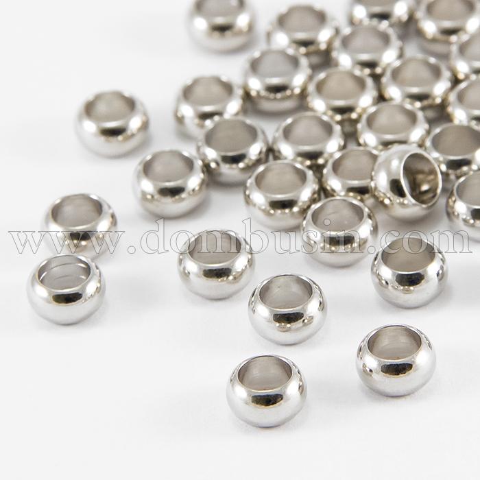 Шарми Евробусіни Латунь, Рондель, Колір: Платина, 7х5мм, Отвір 5мм, (УТ100007963)