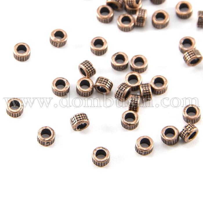 Бусины-Разделители Бижутерный Сплав, Круглые Плоские, Цвет: Медь, Размер: 5х3мм, Отверстие 3мм, (УТ100007924)