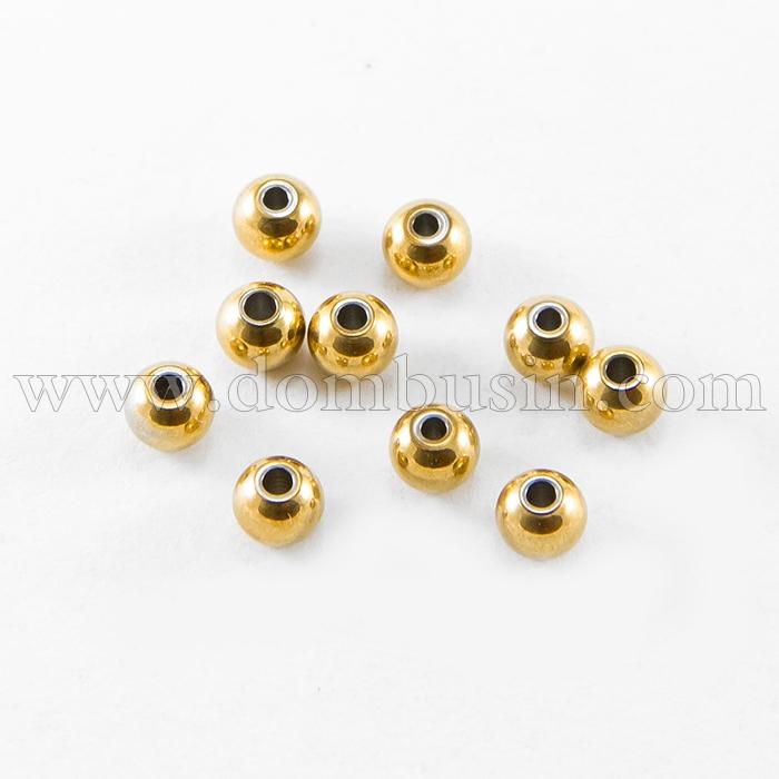 Бусины-Разделители, Бижутерный Сплав, Круглые, Цвет: Античное Золото, Размер: 5х5х4мм, Отверстие 1.5мм, (УТ100007932)