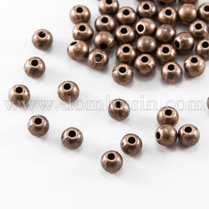 Бусины-Разделители, Бижутерный Сплав, Круглые, Цвет: Медь, Размер: 5х5х4мм, Отверстие 1.5мм, (УТ100007933)