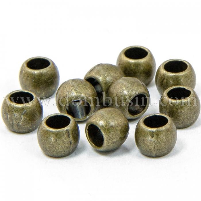 Бусины-Разделители Бижутерный Сплав, Овальные, Цвет: Бронза, Размер: 6x7мм, Отверстие 3.5мм, (УТ100007987)