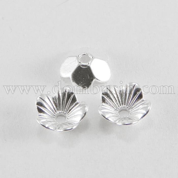 Шапочки для Бусин Металеві, Квітка, Колір: Срібло, Розмір: 10х10х3мм, Отвір 1.5мм, (УТ100007995)