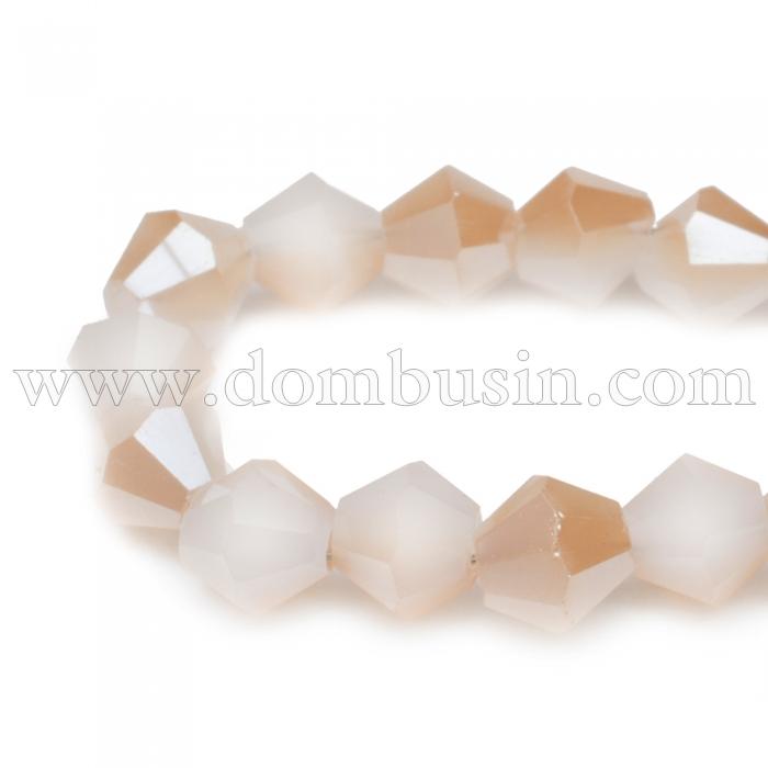 Бусины Гальваника Стекло, Граненые, Биконус, Цвет: Пшеничный, Размер: 3х3мм, Отв-тие: 1мм, около 145шт/47см/нить, (УТ100007070)