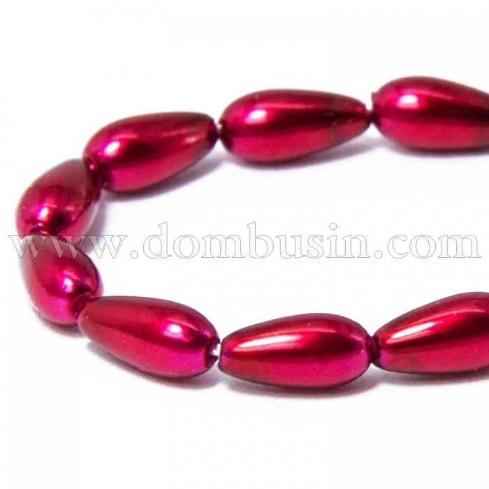 Жемчуг Бусины Стеклянные, Глянцевые, Капля, Цвет: Красный, Размер: 8х4.5мм, Отверстие 1мм, около 50шт/40см/нить, (УТ100007106)