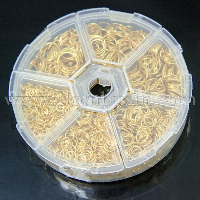 Набор Одинарных Колечек Микс 4~10мм, Железные, Микс, Цвет: Золото, Размер: 4-10х0.7~1мм, Внутренний Диаметр 2.6-8мм, около 1745шт/набор, (УТ100007180)