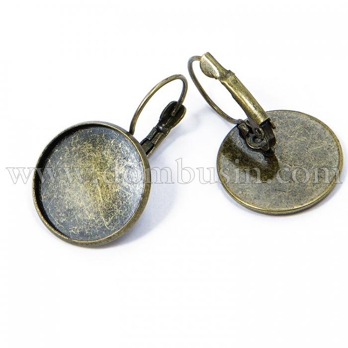 Швензи, Латунь, c Круглою Основою під Кабошон, Колір: Бронза, Розмір: 32х20мм, Внутрішній Діаметр 18мм, (УТ100006720)