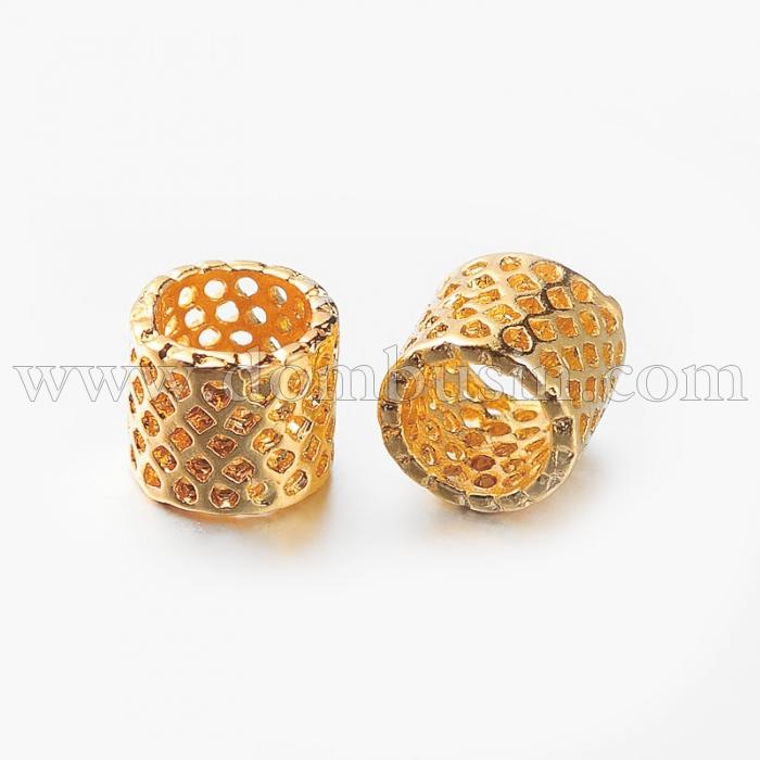 Намистини Філігранні, Латунь, Трубка, Колір: Золото, Розмір: 8.5x9мм, Отвір 7мм, (УТ100006860)