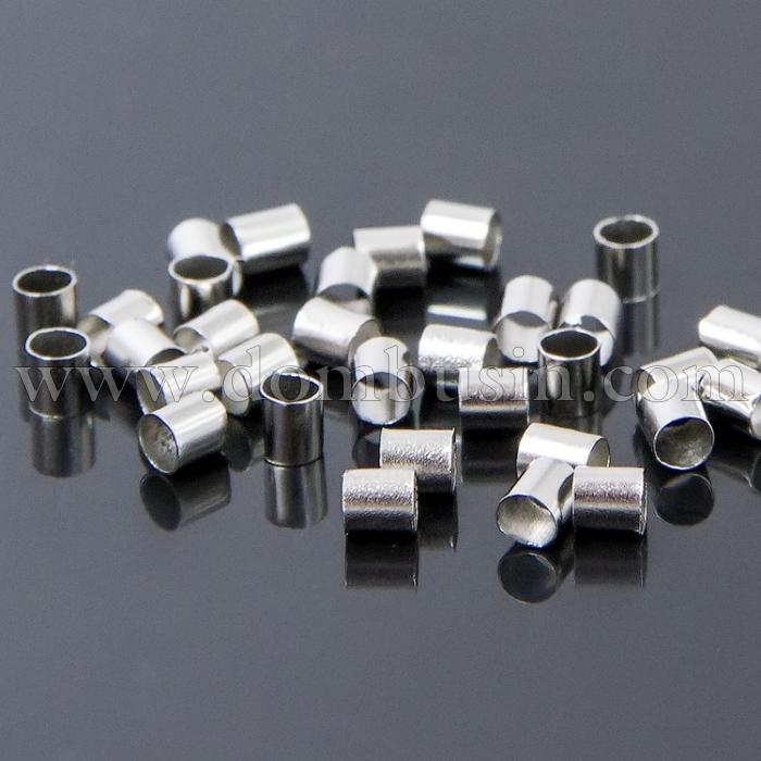 Бусины Зажимные Стопперы, Кримпы, Латунь, Цилиндр, Цвет: Платина