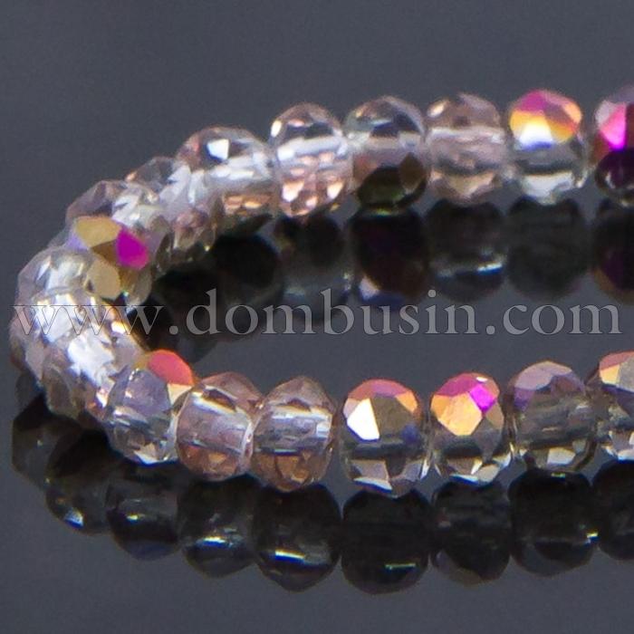 Бусины Стекло с Гальваникой, Граненые, Рондель, Полупокрытие, Цвет: Коричневый, Размер: 2.5х2мм, Отв. 0.8мм, около 200шт/39см/нить, (УТ100007028)