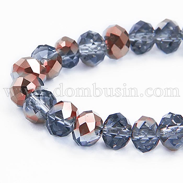 Намистини Скло з гальваніки, Грановані, Рондель, напів, Колір: Коричневий, 2.5х2мм, Отвір 0.8мм, близько 195шт / 47см / нитка, (УТ100007029)