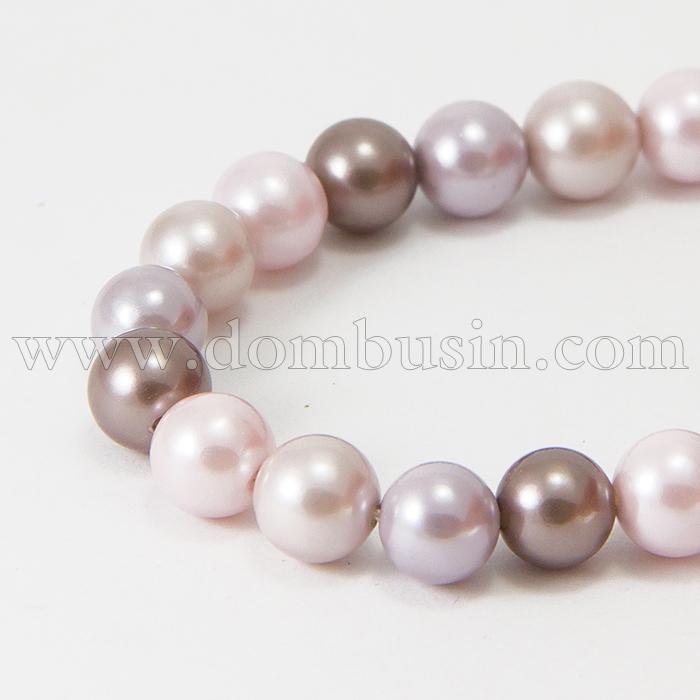 Перли Перламутрове, Клас А, Круглий, Колір: Бузкові, 8 мм, Отвір 1мм, близько 46шт / нитка, (УТ100007417)