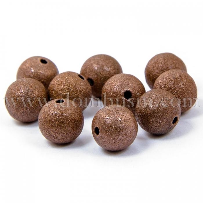 Намистини Зоряна Пил, Латунь, Круглі, Колір: Мідь, Розмір: Діаметр 12мм, Отвір 1.8мм, (УТ100007476)