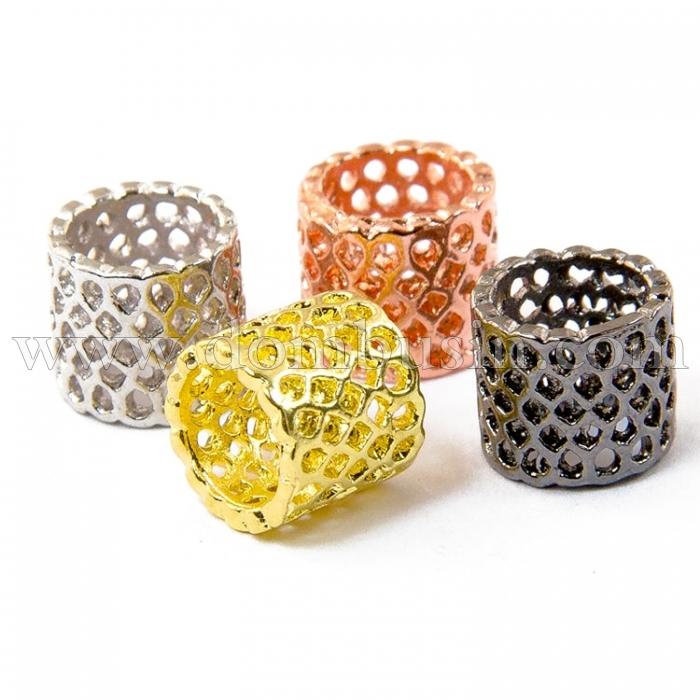 Намистини Філігранні, Латунь, Трубка, Колір: Мікс, Розмір: 8.5x9мм, Отвір 7мм, (УТ100008438)