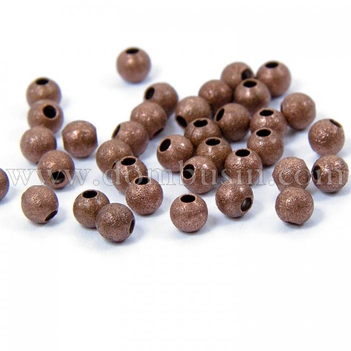 Намистини Зоряна Пил, Латунь, Круглі, Колір: Мідь, Розмір: Діаметр 4мм, Отвір 1мм, (УТ100007472)