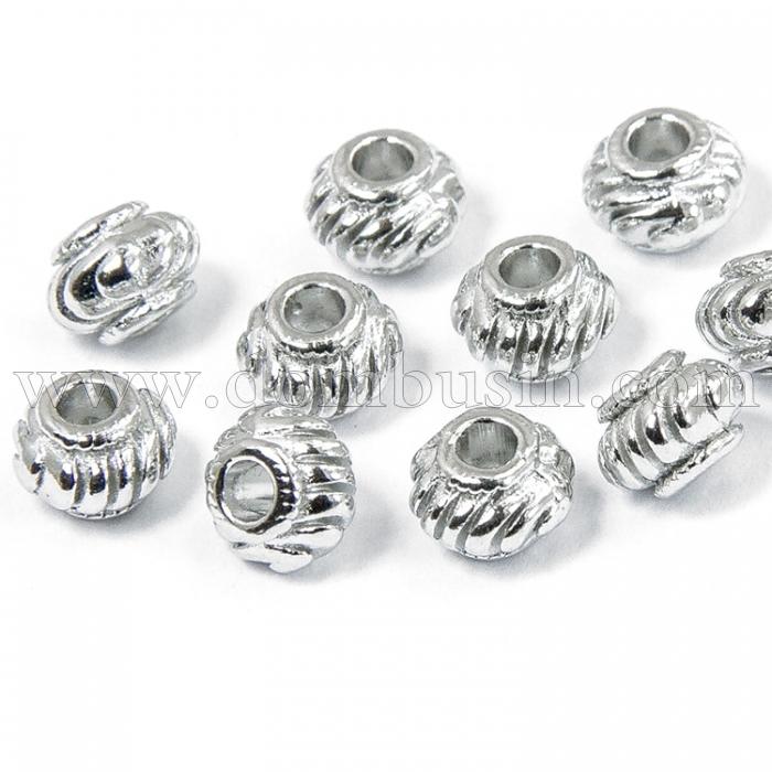 Бусины-Разделители Бижутерный Сплав, Рондель, Цвет: Платина, Размер: 6х4мм, Отверстие 2мм, (УТ100008610)