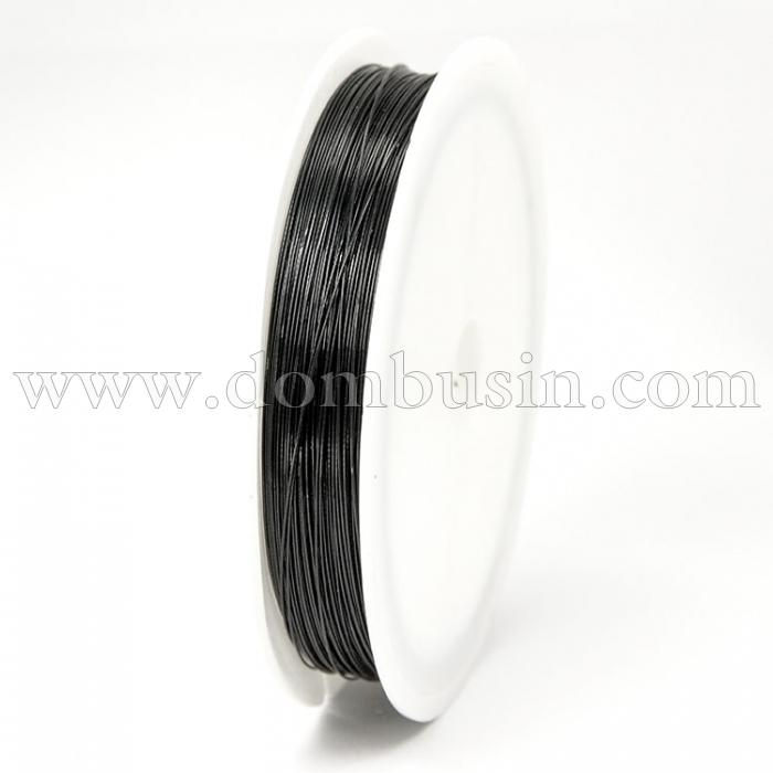 Тросик Ювелирный Нержавеющая Сталь 0.38мм/50м, Черный, 0.38мм, около 50м/катушка, (УТ100009639)