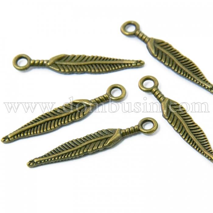 Кулон Перо, Металл, Цвет: Бронза, Размер: 29х5х2мм, Отверстие 2мм, (УТ100008915)