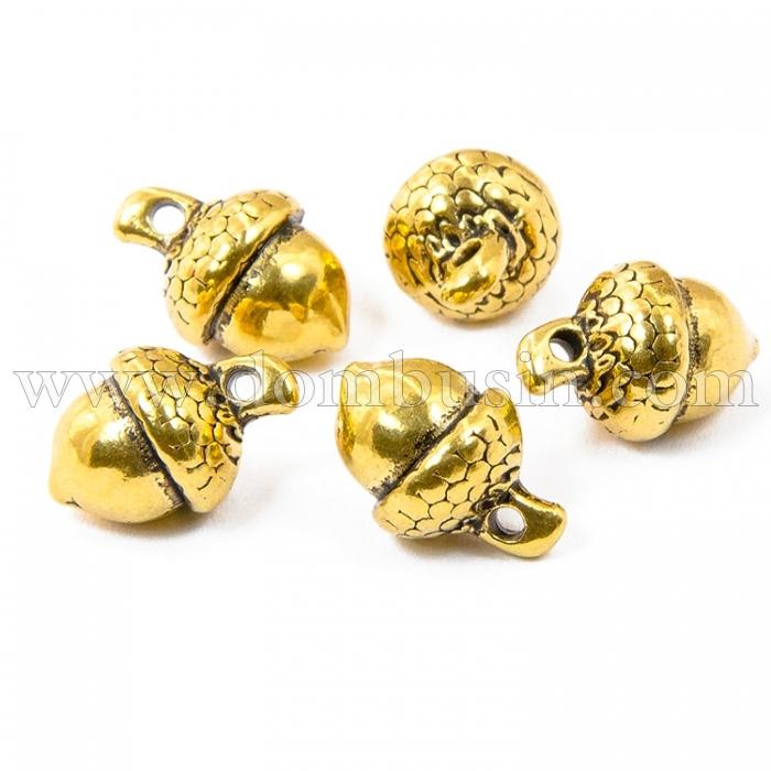 Кулон Жолудь, Метал, Колір: Античне Золото, Розмір: 15.5x10.5мм, Отвір 2мм, (УТ100008924)